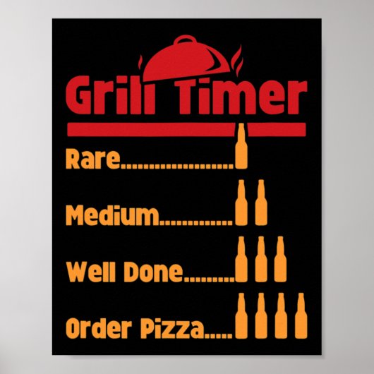 Funny Bbq Beer Bottles Grill Timer For Ckyard Rbec Poster (Voorkant)