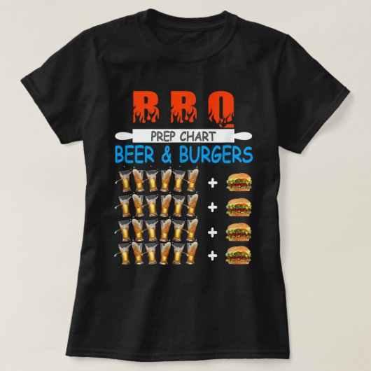 Funny BBQ Beer to Burger Ratio Conversion Prep Cha T-shirt (Design voorkant)
