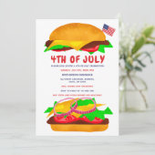 Funny bbq burger american flag plaid 4 of Juli Kaart (Staand voorkant)