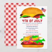 Funny bbq burger american flag plaid 4 of Juli Kaart (Voorkant / Achterkant)