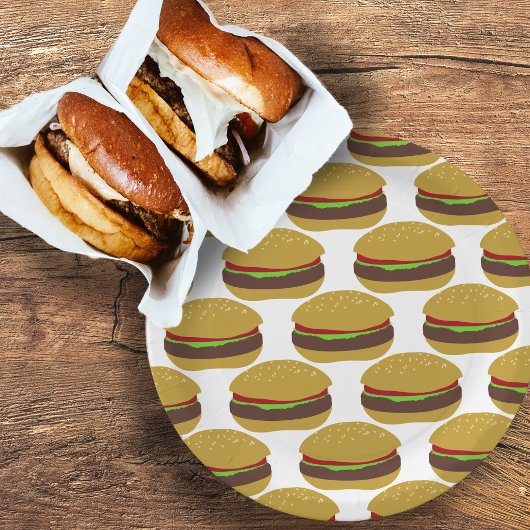 Funny BBQ Burger Pattern Papieren Bordje