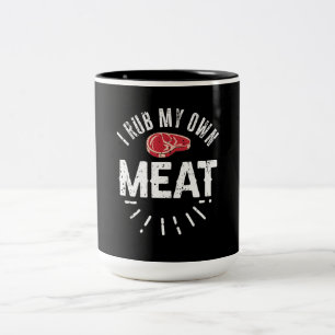 Funny BBQ Chef Joke Gift Rub Mijn eigen vlees Tweekleurige Koffiemok