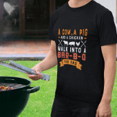 Funny BBQ Een Koe Een Varken En Een Kippengrillen T-shirt