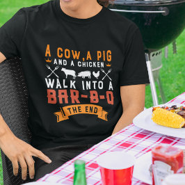 Funny BBQ Een Koe Een Varken En Een Kippengrillen T-shirt