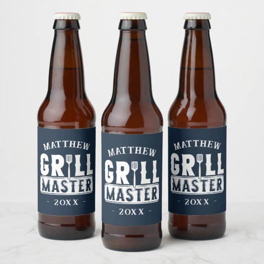 Funny BBQ Grill Master Personalized Barbecue King Bier Etiket (Flessen)