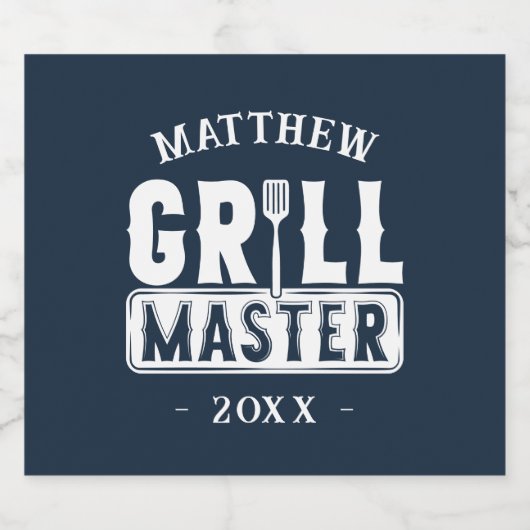 Funny BBQ Grill Master Personalized Barbecue King Bier Etiket (Enkel label)