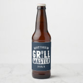 Funny BBQ Grill Master Personalized Barbecue King Bier Etiket (Voorkant)