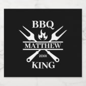 Funny BBQ Grill Master Personalized Barbecue King Bier Etiket (Enkel label)