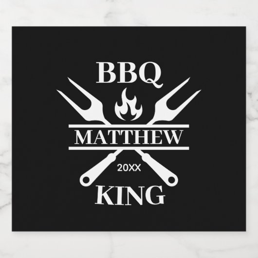 Funny BBQ Grill Master Personalized Barbecue King Bier Etiket (Enkel label)
