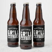 Funny BBQ Grill Master Personalized Barbecue King Bier Etiket (Flessen)