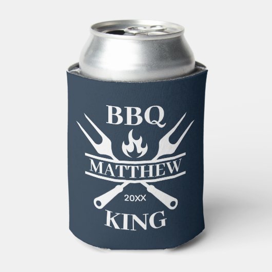 Funny BBQ Grill Master Personalized Barbecue King Blikjeskoeler (Blikje Voorkant)