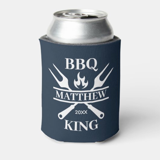 Funny BBQ Grill Master Personalized Barbecue King Blikjeskoeler (Blikje Achterkant)