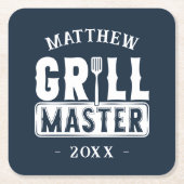 Funny BBQ Grill Master Personalized Barbecue King Kartonnen Onderzetters (Voorkant)