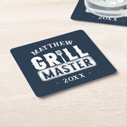 Funny BBQ Grill Master Personalized Barbecue King Kartonnen Onderzetters (Schuin)