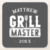 Funny BBQ Grill Master Personalized Barbecue King Kartonnen Onderzetters (Voorkant)