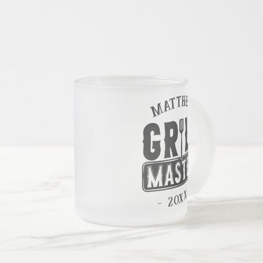 Funny BBQ Grill Master Personalized Barbecue King Matglas Koffiemok (Voorkant rechts)