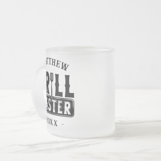 Funny BBQ Grill Master Personalized Barbecue King Matglas Koffiemok (Voorkant links)