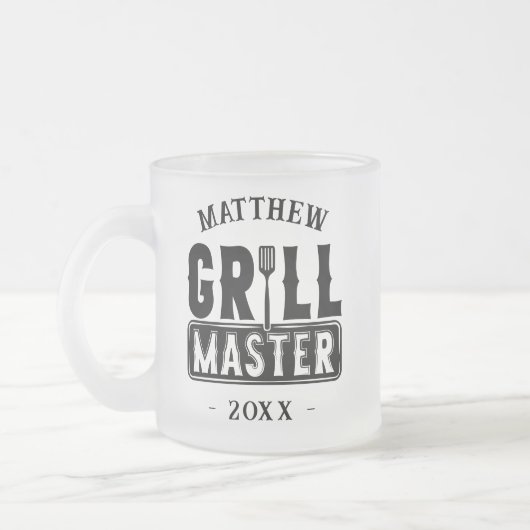 Funny BBQ Grill Master Personalized Barbecue King Matglas Koffiemok (Links)