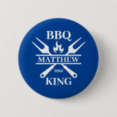Funny BBQ Grill Master Personalized Barbecue King Ronde Button 5,7 Cm (Voorkant)