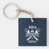 Funny BBQ Grill Master Personalized Barbecue King Sleutelhanger (Voorkant)