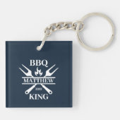 Funny BBQ Grill Master Personalized Barbecue King Sleutelhanger (Achterkant)