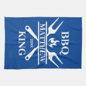 Funny BBQ Grill Master Personalized Barbecue King Theedoek (Horizontaal)