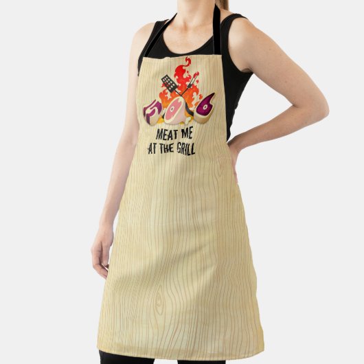 Funny BBQ grilling meat steak ham vlamt vuur Schort (Insitu)