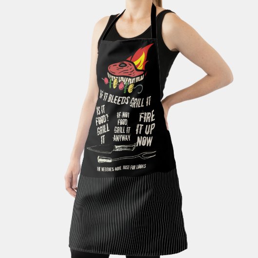 Funny BBQ grilling meat steak kebab flames foom Schort (Insitu)