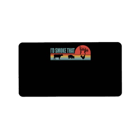 Funny BBQ ID roke die barbeque Retro Etiket (Voorkant)