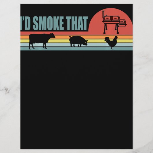 Funny BBQ ID roke die barbeque Retro Flyer (Voorkant)