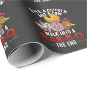 Funny BBQ Joke Pig Chicken Cow Barbecue Humor Cadeaupapier (Rol Hoek)