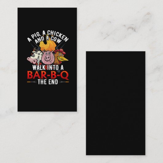 Funny BBQ Joke Pig Chicken Cow Barbecue Humor Visitekaartje (Voorkant / Achterkant)