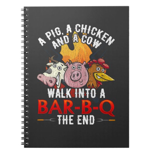 Funny BBQ Joke Pig Chicken Koe Barbecue Humor Notitieboek (Voorkant)