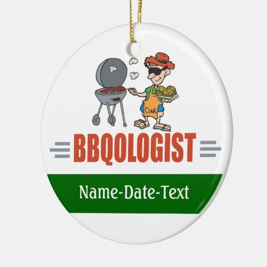 Funny BBQ Keramisch Ornament (Links)