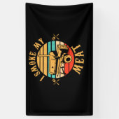 Funny BBQ Lover Gifts | Ik rook mijn vleesmoer BBQ Spandoek (Verticaal)