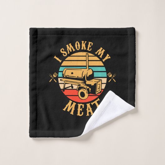 Funny BBQ Lover Gifts | Ik rook mijn vleesmoer BBQ Washandje (Wasdoekje)