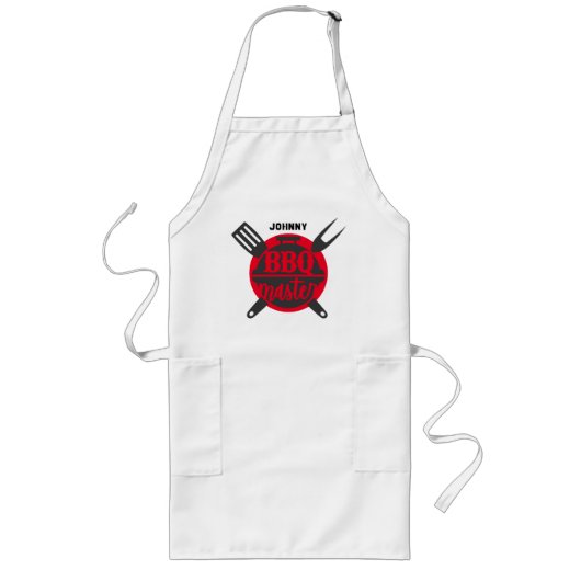 Funny BBQ Master Backyard Chef Personaliseren Lang Schort (Voorkant)