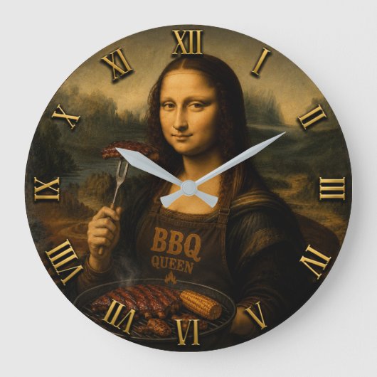 Funny BBQ Mona Lisa Grote Klok (Voorkant)