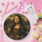 Funny BBQ Mona Lisa Papieren Bordje (Feest)