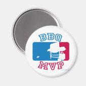 Funny BBQ MVP Grilling Fun Sporty Logo Magneet (Voorkant / Achterkant)