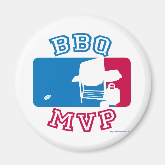 Funny BBQ MVP Grilling Fun Sporty Logo Magneet (Voorkant)