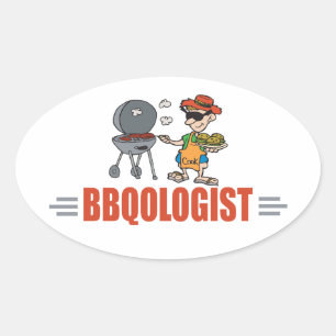 Funny BBQ Ovale Sticker