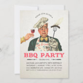 Funny BBQ Party-uitnodigingen | Geboortedag | Vint Kaart (Voorkant)