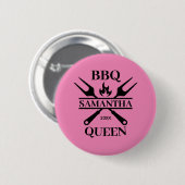 Funny BBQ Personalized Barbecue Queen Schort Cutti Ronde Button 5,7 Cm (Voorkant /achterkant)