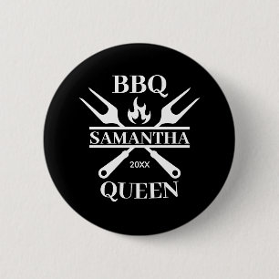 Funny BBQ Personalized Barbecue Queen Schort Cutti Ronde Button 5,7 Cm