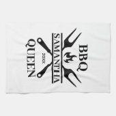 Funny BBQ Personalized Barbecue Queen Schort Cutti Theedoek (Horizontaal)