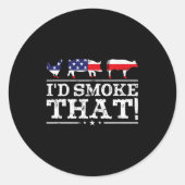 Funny Bbq Shirt I'd Smoke That Meat Tmaster Grill  Ronde Sticker (Voorkant)