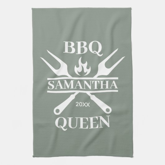 Funny BBQ Specialized Barbecue Queen Kitchen Theedoek (Verticaal)