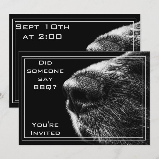 Funny BBQ-uitnodiging met Dog Nose Kaart (Voorkant / Achterkant)