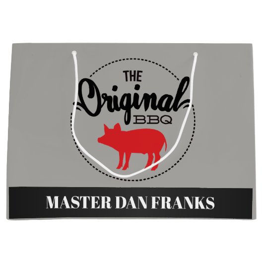 Funny BBQ varkenstas met naam Groot Cadeauzakje (Voorkant)